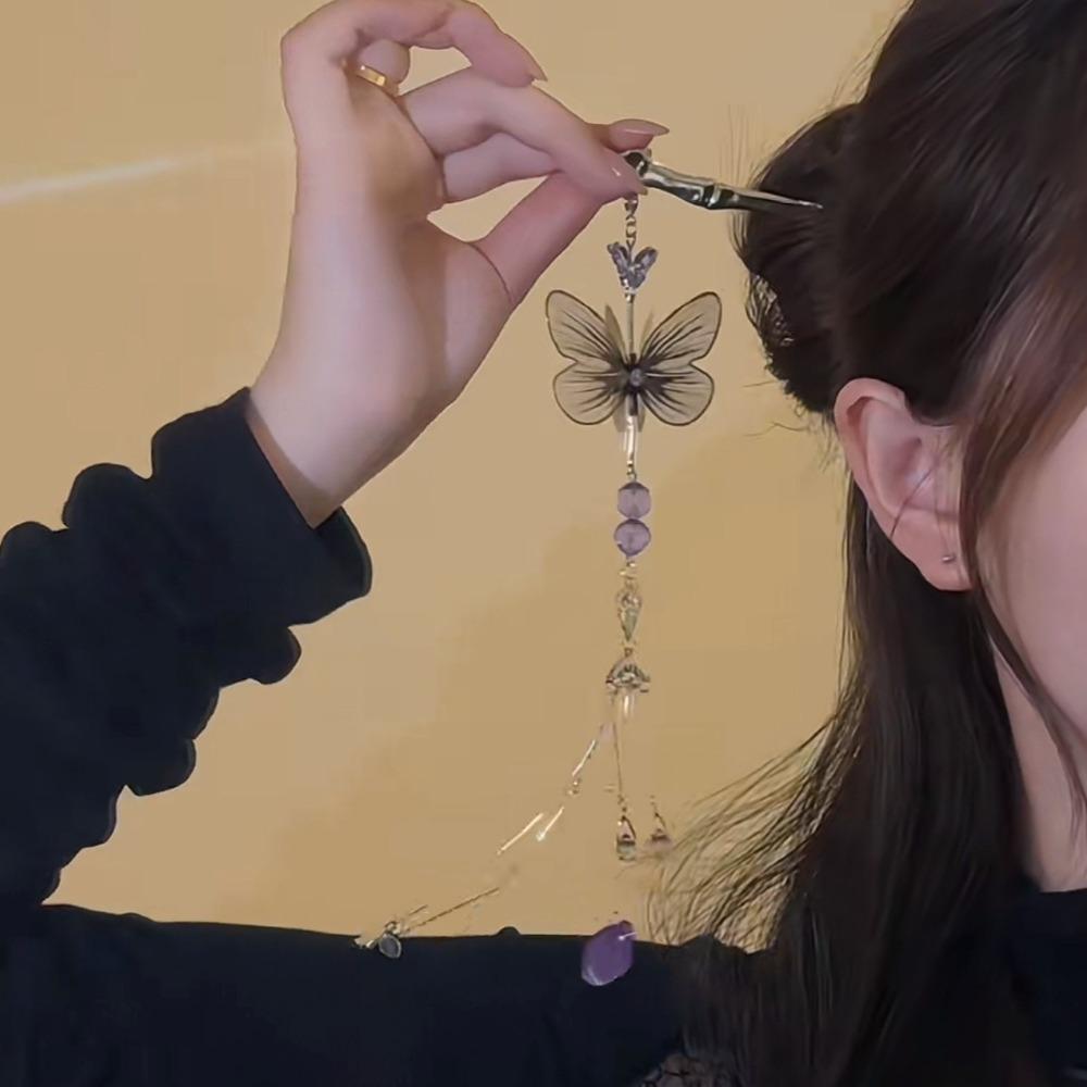 Tassel Butterfly Hair Stick Flower Hanfu Hairpin Exquisite Ancient Style Hair Fork Ladies