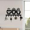 1 PC Charming Three Monkeys Metal Wall Art With Key Hooks - Effortless Installation, Perfect For Hanging Jackets, Hats
