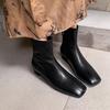 Sheepskin Version~ Korean Lady Nude Boots 2025 Autumn Full Leather Inside and Out Square Head Side Zipper Thin Boots
