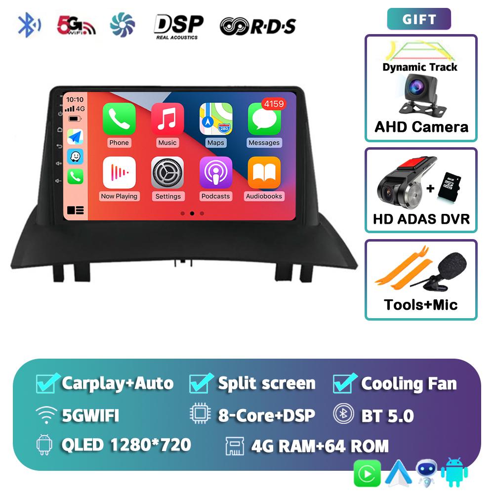 Android 14 Carplay Auto WIFI+4G Car Radio For Renault Megane 2 2002-2009 Multimedia Video Player 2Din 2din DVD Navigation GPS BT