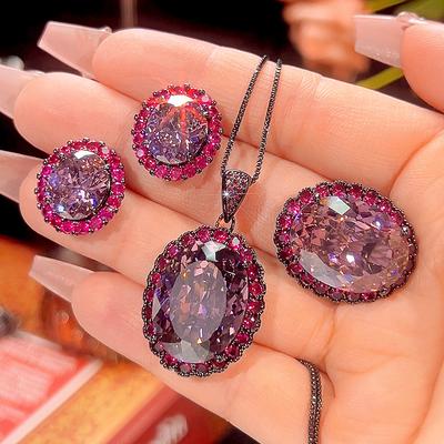 Jewelry Copper Bottom Gold-Plated Simulation Dry Rose Premium Egg-Shaped Set Women'S Stone 15 * 20