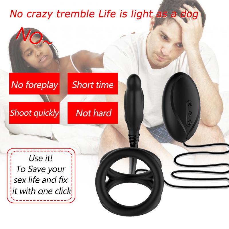 Zeitverzögertes männliches Prostata-Massagegerät, kabelgebundene Steuerung, Analsex-Spielzeug, Sperre des Penis, Hoden zur Verzögerung der Ejakulation, Analplug-Vibrator für den Mann