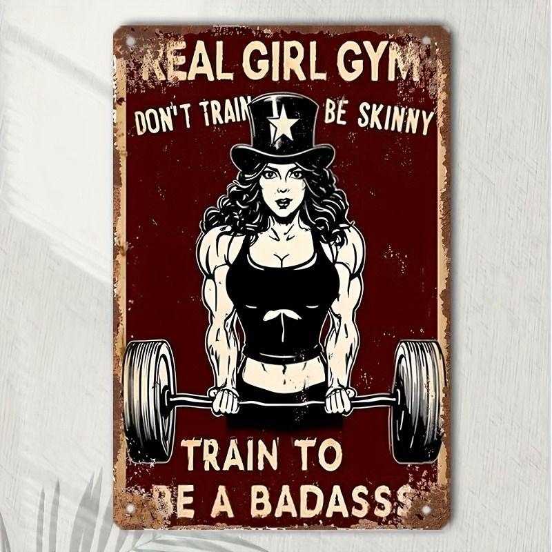 Gym Motivation Metal Tin Sign Fitness Weightlifting Dumbbell Wall Art Decor Home Gym Garage Man Cave Poster Painting