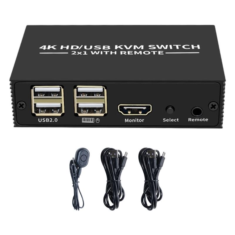 

HDTV KVM Switcher 2 Input 1 Output 4K 3840x2160 USB Keyboards Mouse Sharing Selector Switcher 4K 3840x2160 For PC Laptop Office 1