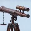 18Inch Double Barrel Antique Chrome Working Telescope With Wooden Tripod Stand