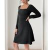 New Sexy Back Bow Lace Square Neck Solid Color Knitted Dress