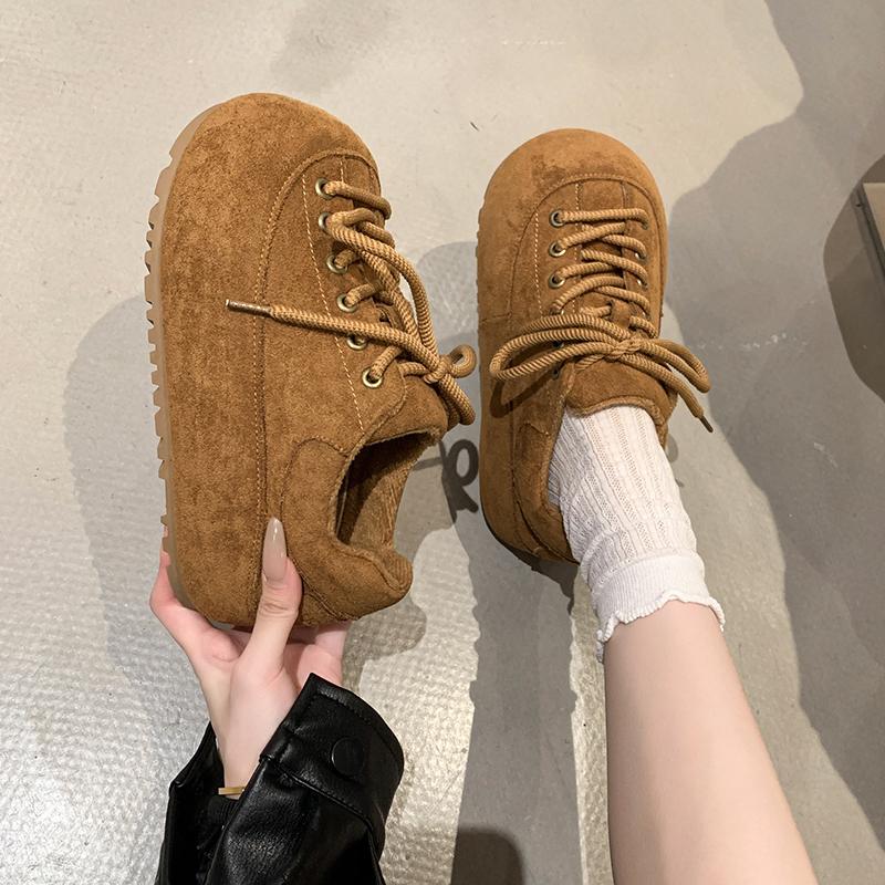 Fashion Flats Women Loafers Shoes Lace Up Suede Designer Sport Shoes 2025 Fashion Casual Woman Sneakers Autumn New Zapatillas De Mujer
