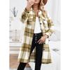 Ladies Casual Loose Long Sleeve Loose Single-breasted Button Plaid Long Coat