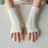 1Pair Knitted Half Finger Gloves Women Twist Pattern Warm Soft Winter Mittens For Girl Guantes Sleeve Fingerless Gloves