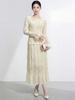 Miyake Style Women's Summer Pleated Skirt with Embroidered Lace Lining and Long-Sleeved T-Shirt Set