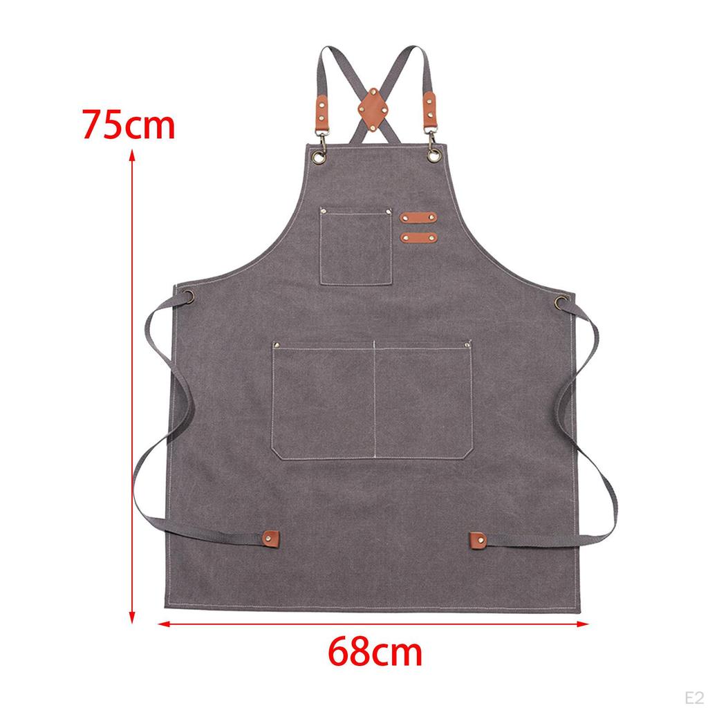 Canvas Apron Bib Cross Back Water Resistant for Men with Pockets Chef Kitchen