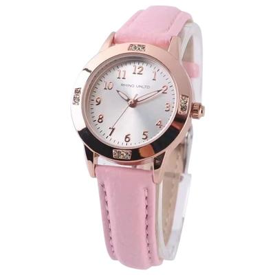 Popular and Leather Luminous Quartz Watch Girls' Watch, Cute, Band, Movement, Fashionable, Women's (Pink)