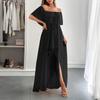 Elegant Temperament with A Bra Waist Short Sleeve Long Skirt Dress Women's Dress 2025