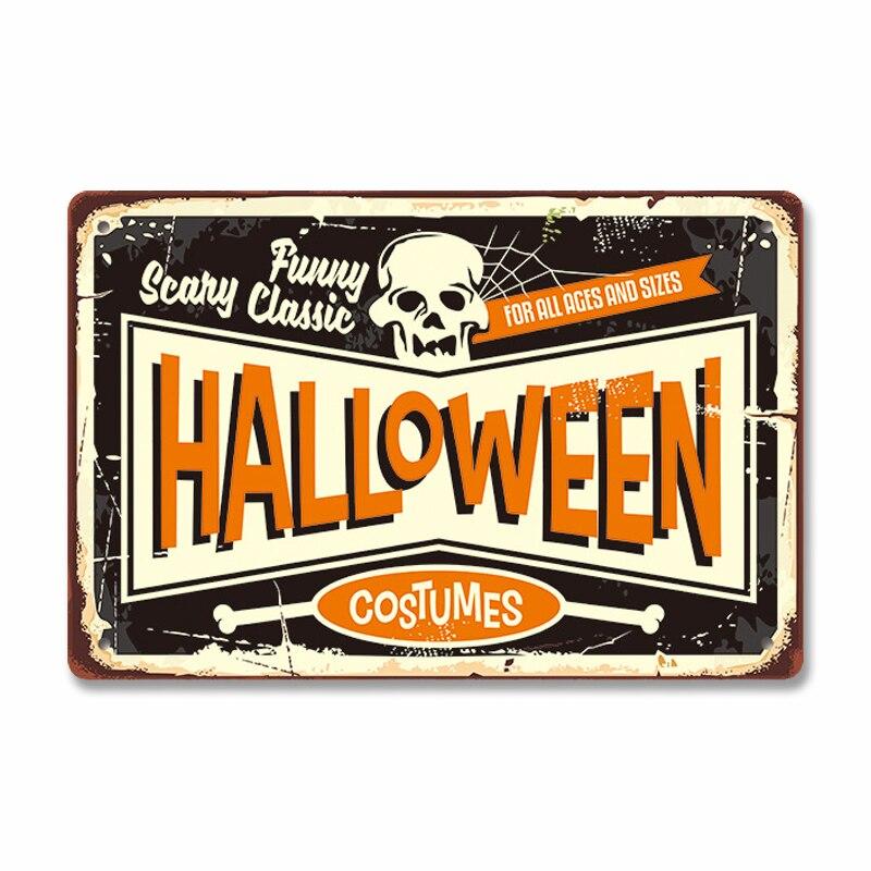 Vintage Halloween Trick or Treat Party Poster Tin Signs  Metal Plate Wall Decor for Cafe Bar Pub  Perfect Halloween Gift