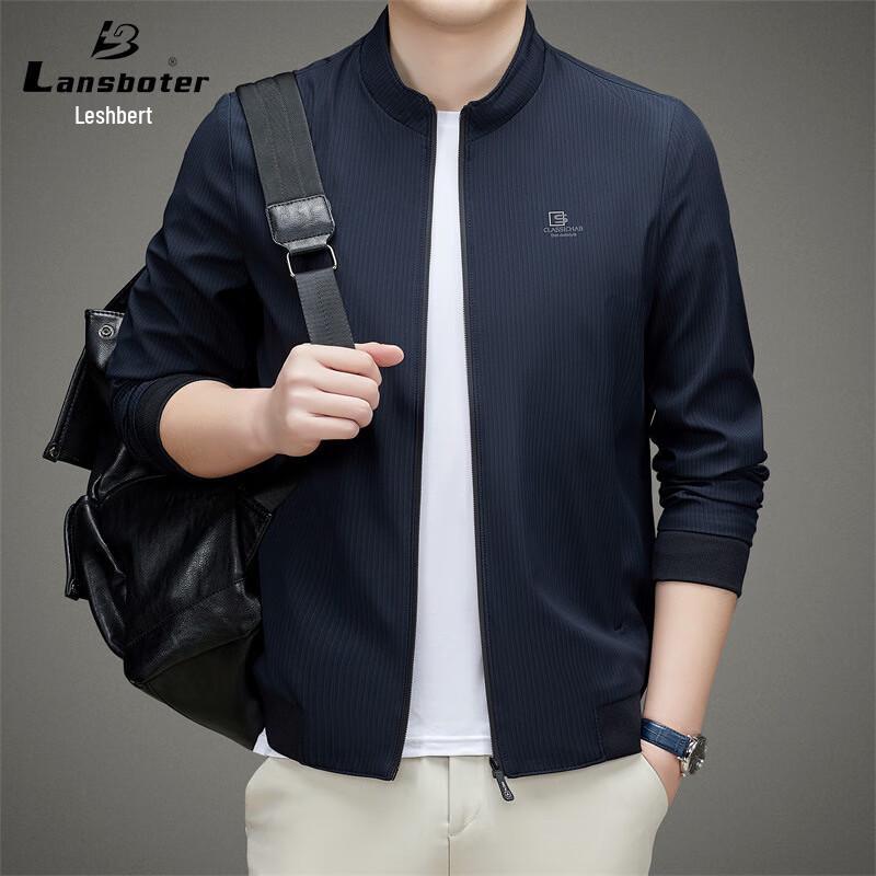 

Men s Solid Color Stand-Collar Spring/Autumn Jacket 175/L