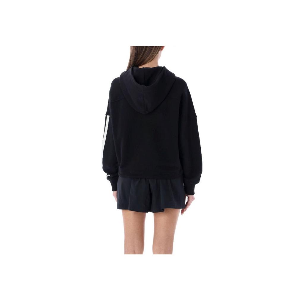 Y-3 Ss22 Logo Print Solid Color Side Stripe Short Hoodie Women hoodies Black HG3789F