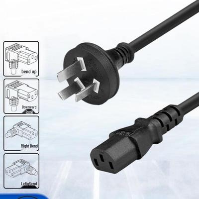 National Standard Direct Plug 90-Degree Elbow Power Cord for Computer Monitor/Projector - Black/White, Three-Hole Figure-Eight