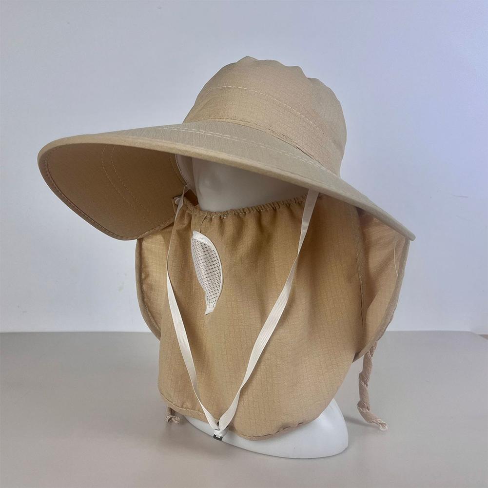 Summer Quick Dryng UV Protection Sun Visor Face Neck Cover Outdoor Fishing Cycling Hiking Wide Brim Shawl Sunscreen Ponytail Cap