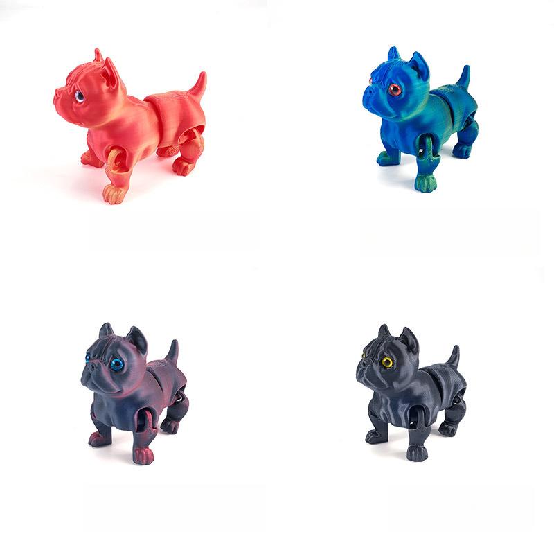 3D Printing Novelty Creative Pitbull Model Desktop Decorative Ornament Colourful Animal Crafts Children Toys Kids Birthday Gift