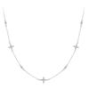 Silver Necklace with Crystal Flowers, Adjustable Length, 925 Silver