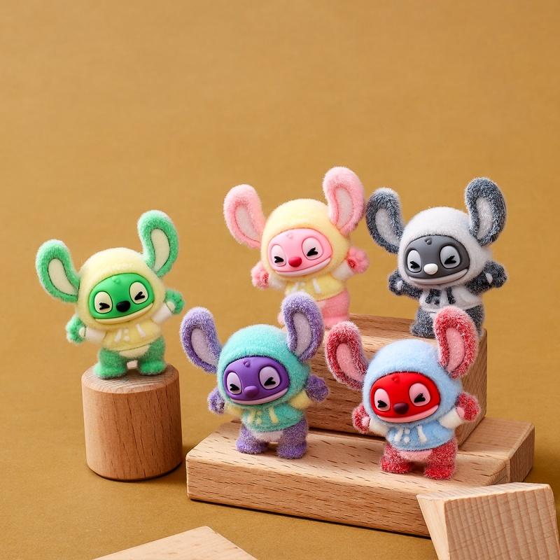 Stitch Flocked Blind Box Cute Mini Doll Decoration Resin Craft High-End Niche Desktop Decoration Holiday Gift