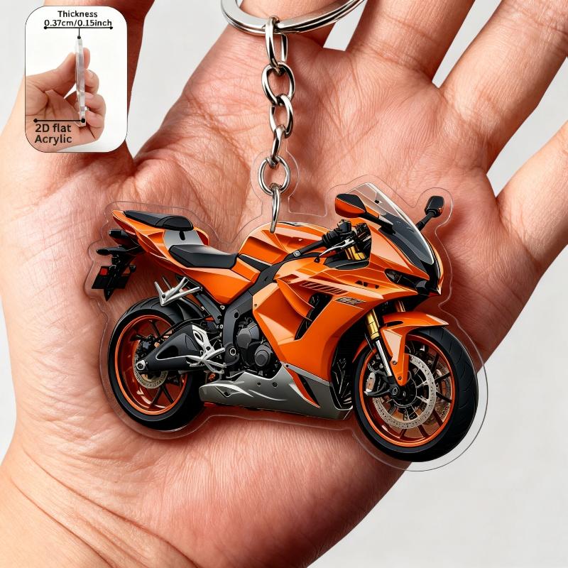 Breloc Acrilic Motocicletă Design Plat Realist 2D Pentru Entuziaști Decorațiune Geantă Chei