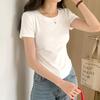 Summer Irregular Solid T Shirts Women‘s O-neck Short-sleeve White T-shirt Casual Slim Elastic Skinny Y2k Crop Tops Women Clothes