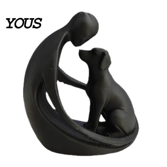 Compact Pet Decoration Dog And Owner Statue Ornament, 3D Printed Sculpture, Nordic Minimalist Decor Desktop for Lover Home Crafts Modern