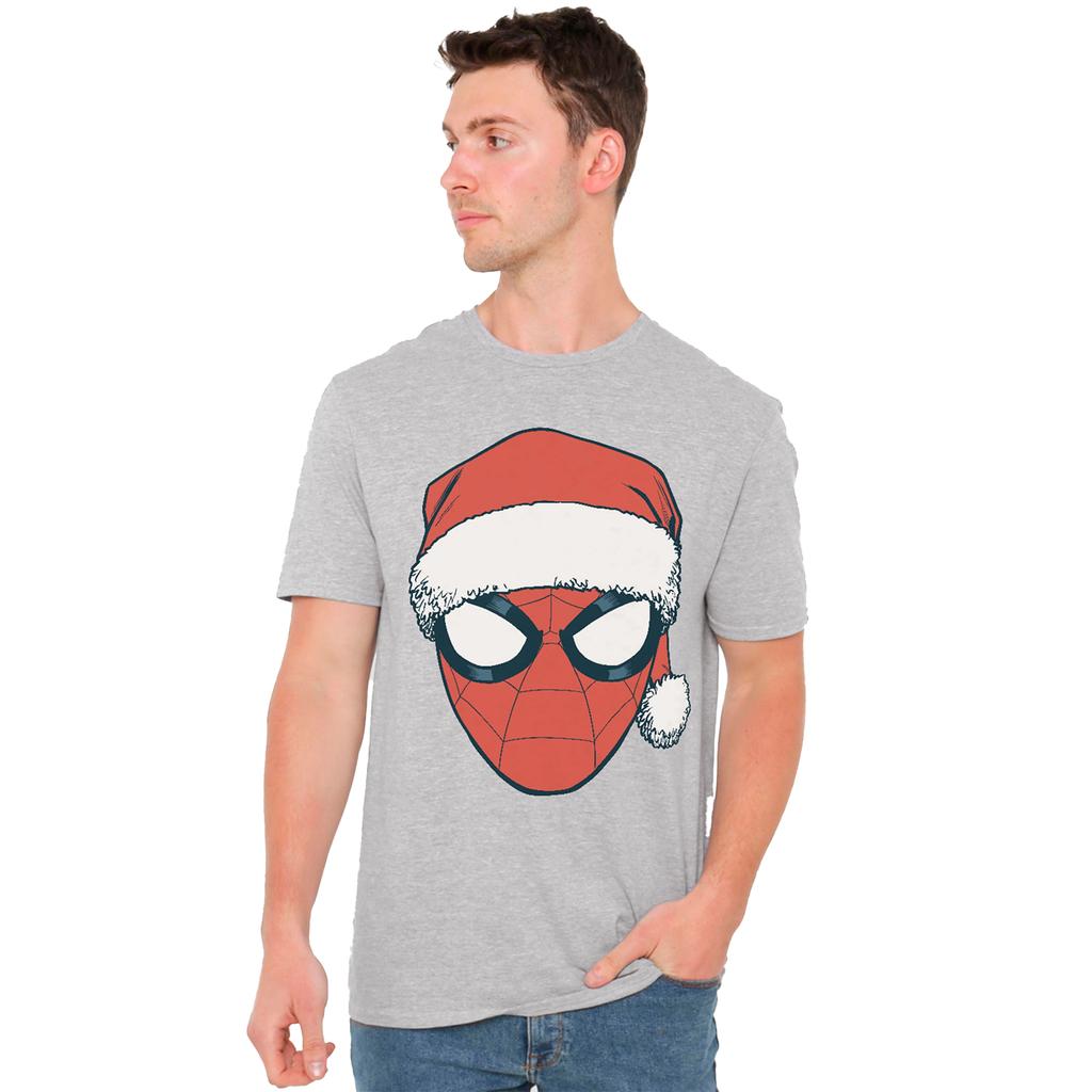 Spider-Man Unisex Adult Santa Hat Heather Christmas T-Shirt