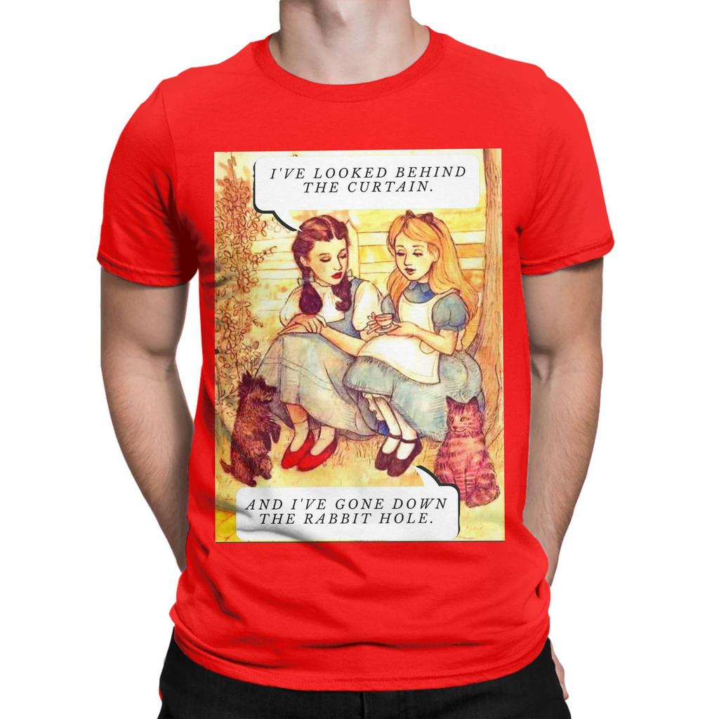 The Wizard Hole T Shirt for Men 100% Cotton Vintage T-Shirt Round Collar Alice In Wonderland  Tee Shirt Short Sleeve Clothes New