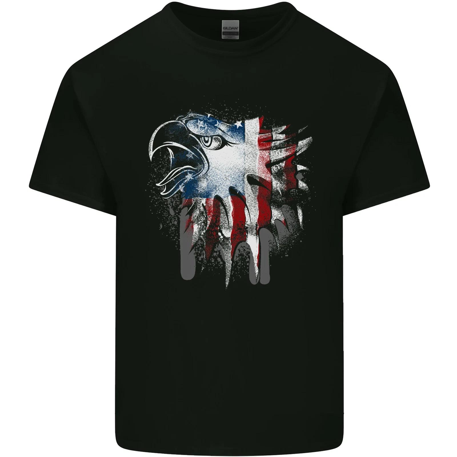 American Eagle With Stars & Stripes Flag USA Kids T-Shirt Childrens 2XL