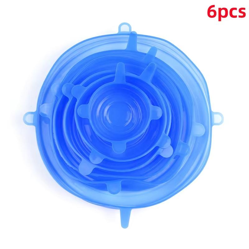6pcs Reusable Silicone Stretch Lids For Food Bowls - Multifunctional Fruit And Vegetable Fresh-Keeping Cover