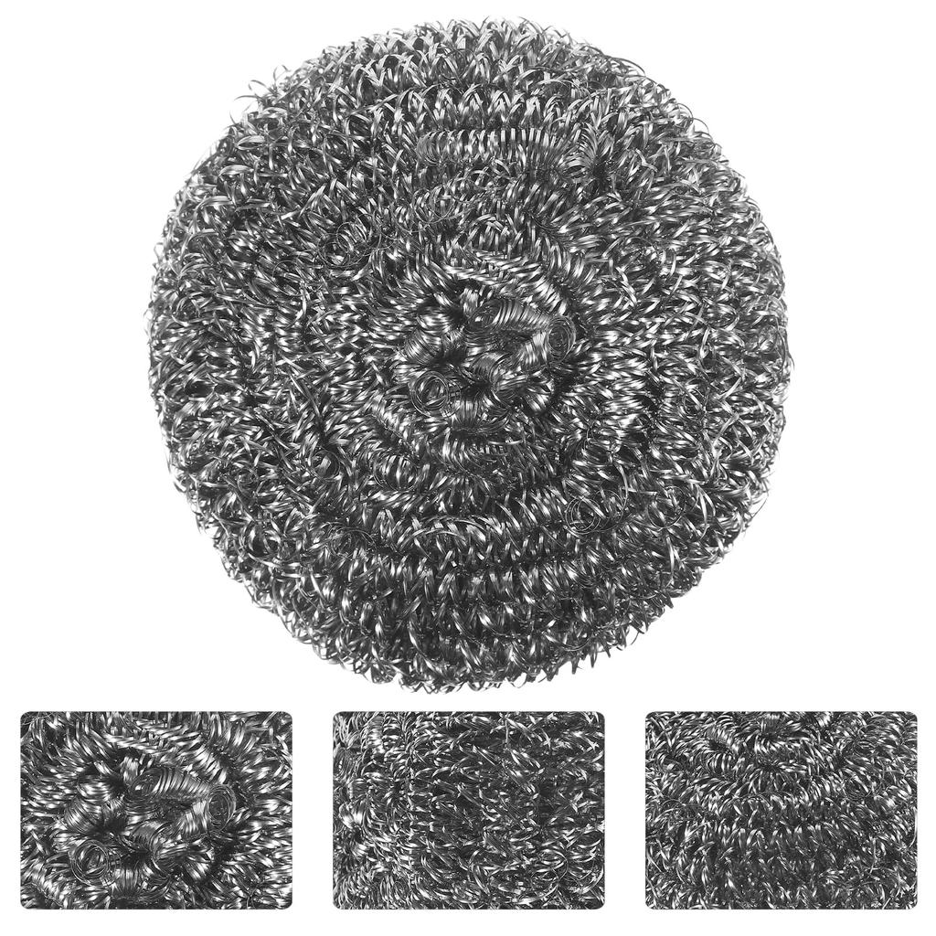 NUOLUX Steel Stainless Steel Kitchen Cleaning Metal 12 Silver Scrubber, Scrubber, Ball, Pot, Dish, Cleaning, Scrubber, Pieces,