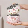 For Sanrio Kawaii Hello Kitty Kuromi Rice Bowl Soup Bowl Kids 316 Steel Bowl Double-layer Heat Insulation&Anti-scald Tableware