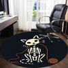 1pc Cat Skeleton Office Round Area Rug,  Mat Suitable For Office, Under Office Chairs Bedroom Living Room Home Decor, Room Deco