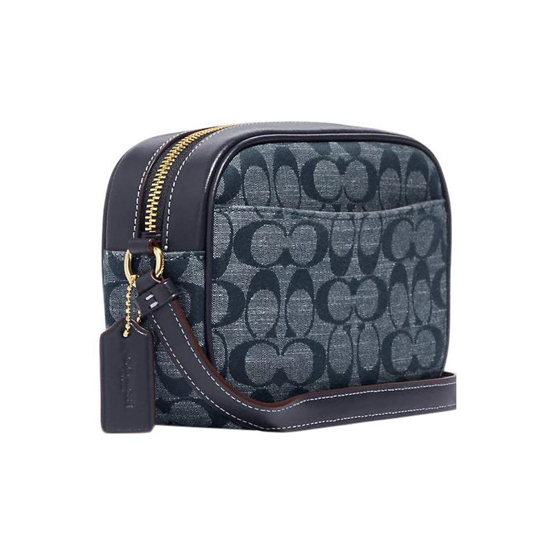 Coach Jamie 19 Classic Presbyopic Zipper Closure Chambray Canvas and Leather Shoulder Crossbody Bag Mini Women's Denim Blue