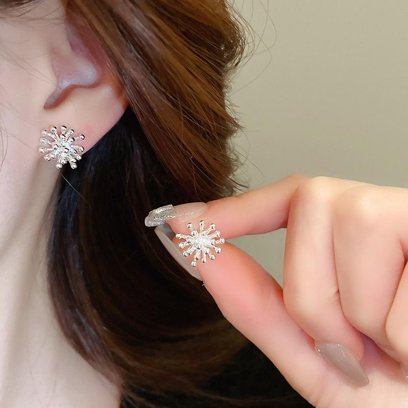 Zircon Metal Fireworks Earrings Korean Niche Cold Wind Earrings Temperament Versatile Earrings