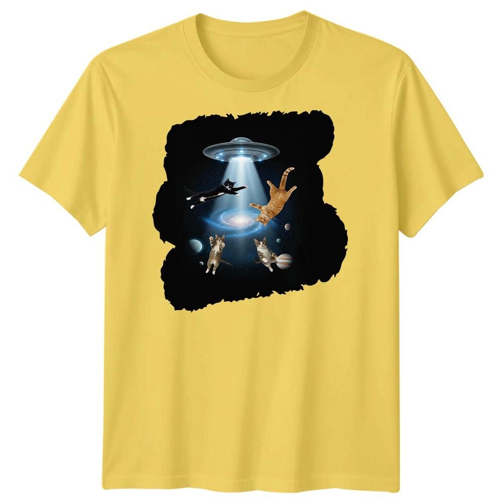 SciFi Alien Abduction Cats Ufo Unisexs TShirt Space Galaxy Graphic