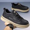 New winter British casual leather shoes black board shoes platform sneakers