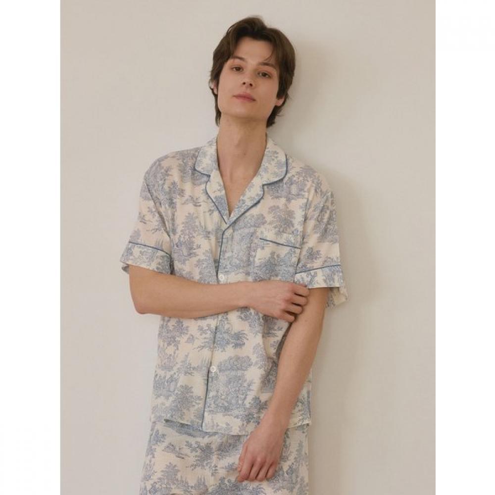 Lunaluz Men S Short Sleeve Collar Pajama Set Elize