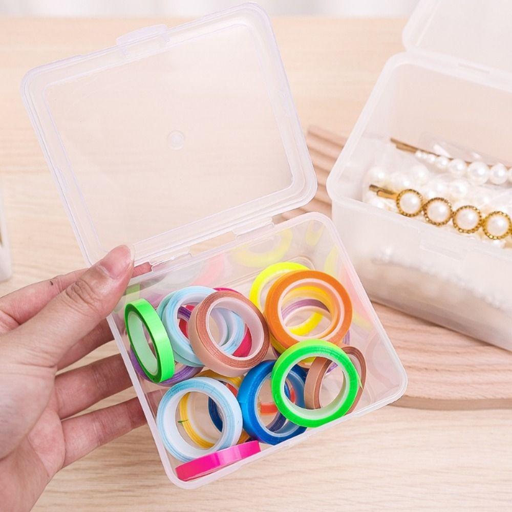 1Pcs with Lid Storage Box Rectangular Shape Multi-purpose Storage Case Plastic Clear Small Thing Container
