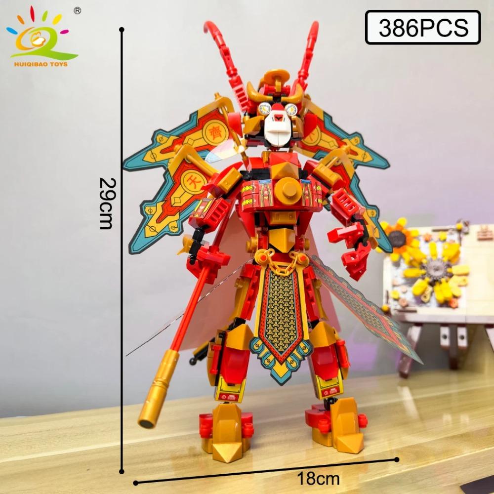 HUIQIBAO Moc Monkey King Series Wukong Mecha Building Blocks Bricks Assembling Construction Toys for Children and Boys Gifts