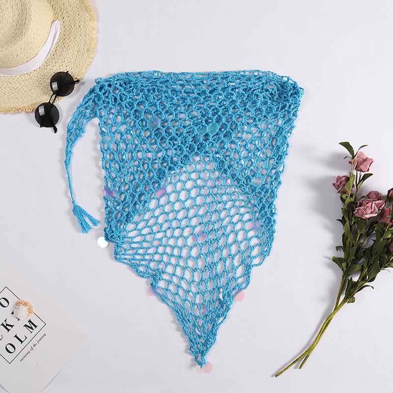 Hand-Crocheted Sequin Tie-Up Beach Cover-Up Dress