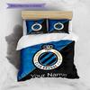Biancheria da letto personalizzata con nome Club Brugge KV Crest, Set copripiumino Copripiumino Federa Regalo di Compleanno per la Casa (1 * copripiumino + 2 * federa, senza nucleo)