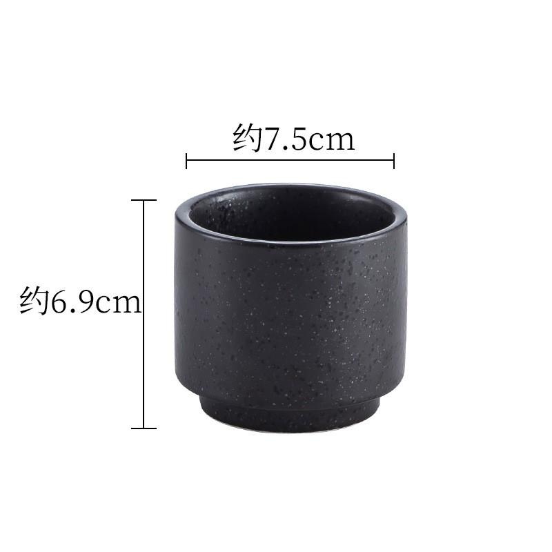 Japanese Style Ceramic Tea Cup Retro Stoneware Coffee Mug Stackable Handmade 200ml Round Single-Layer