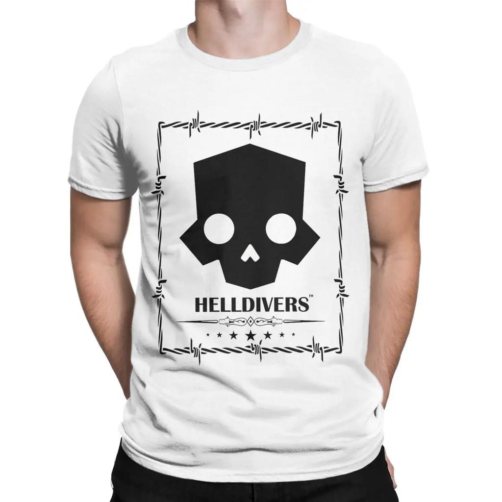 Awesome Helldivers Scifi Video Game T-Shirt Men Round Neck Cotton T Shirts Short Sleeve Tees Printing Tops