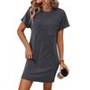 Women's Summer Casual Color Contrasting Twisted Strip Short Sleeve Pocket Dress