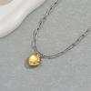 Geometric Heart Design Versatile Women's Necklace Personality Gold and Silver Color Block Pendant Chain