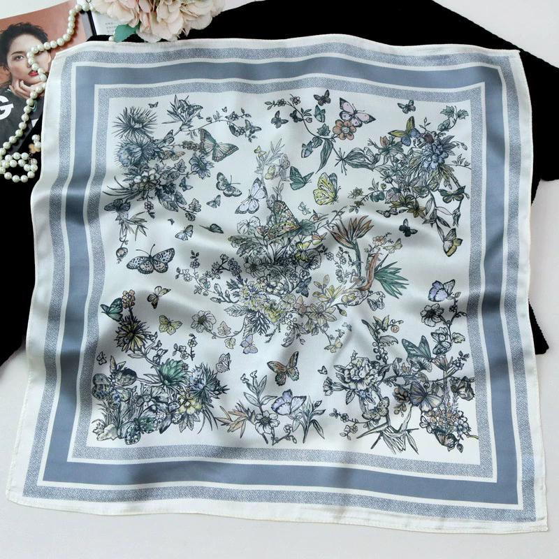 Neuer 100% Naturseide Schal Halstuch Foulard Damen Bandana Schals Frauen Hijab Schal Wickeltuch Quadratisches Kopftuch