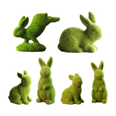 Artificial Easter Imitation Flocked Rabbit Garden Statue Lawn Hallway Flower Bed Bunny Sculpture Outdoor Home Decor Crafts